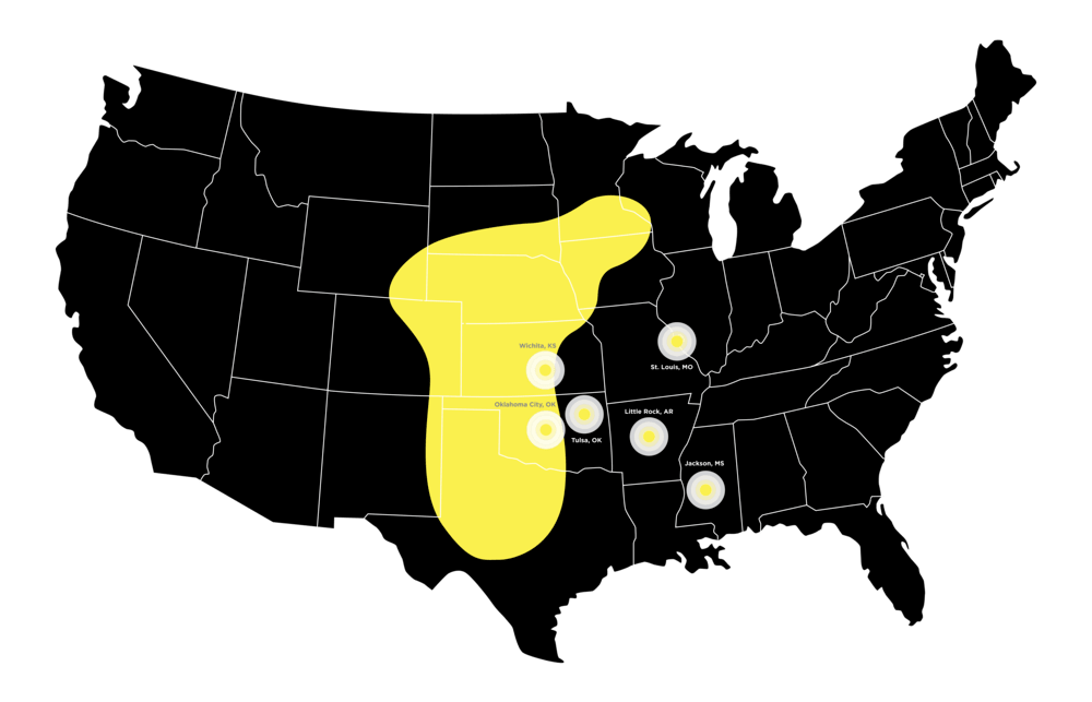 map of tornado alley