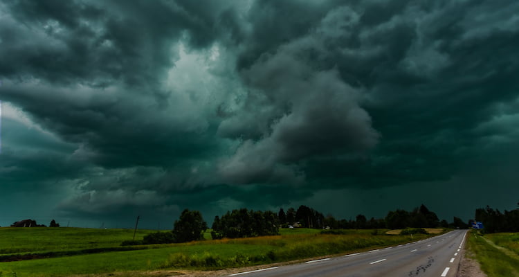 green tornado clouds