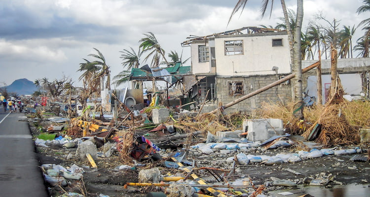 hurricane damaged area near coast