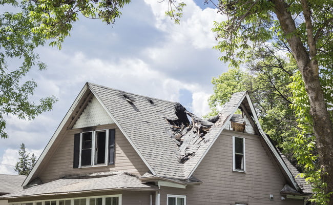 tornado damaged home