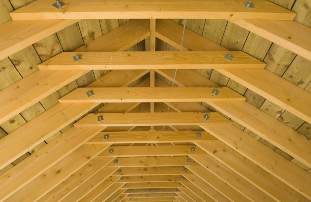 newly constructed roof interior