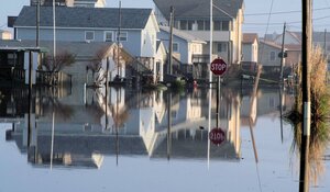 Flash flooding in neighborhood caused by weather damage