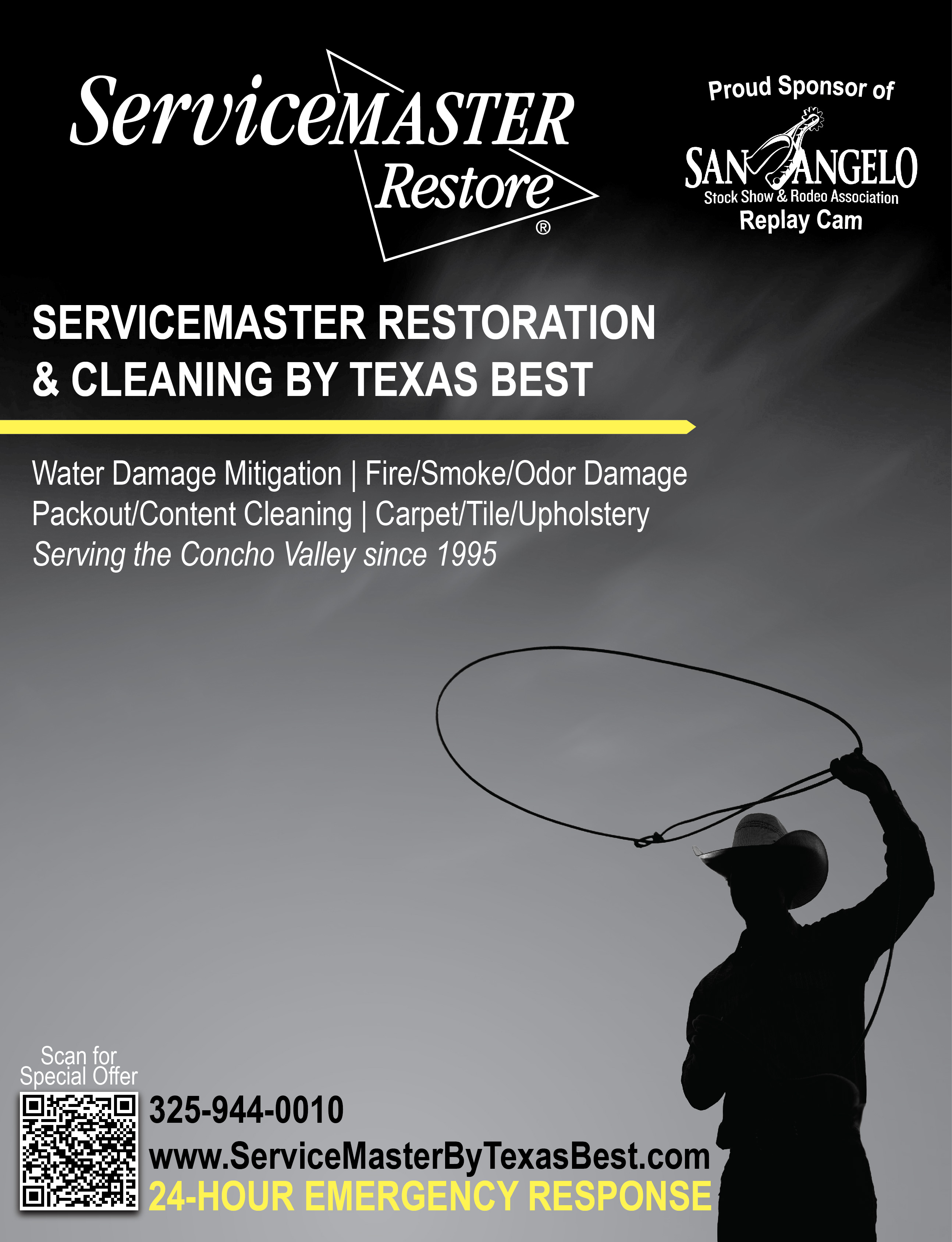servicemaster restoration & cleaning by texas best flyer rodeo ad