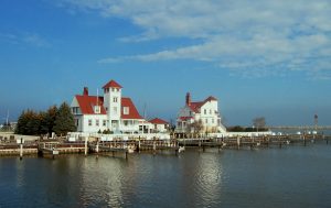 Buildings overlooking sea