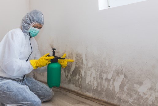 expert treating severe mold damage in home