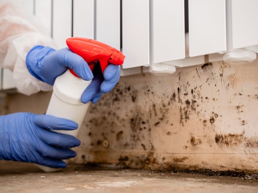 Des Moines mold remediation company removing mold from walls
