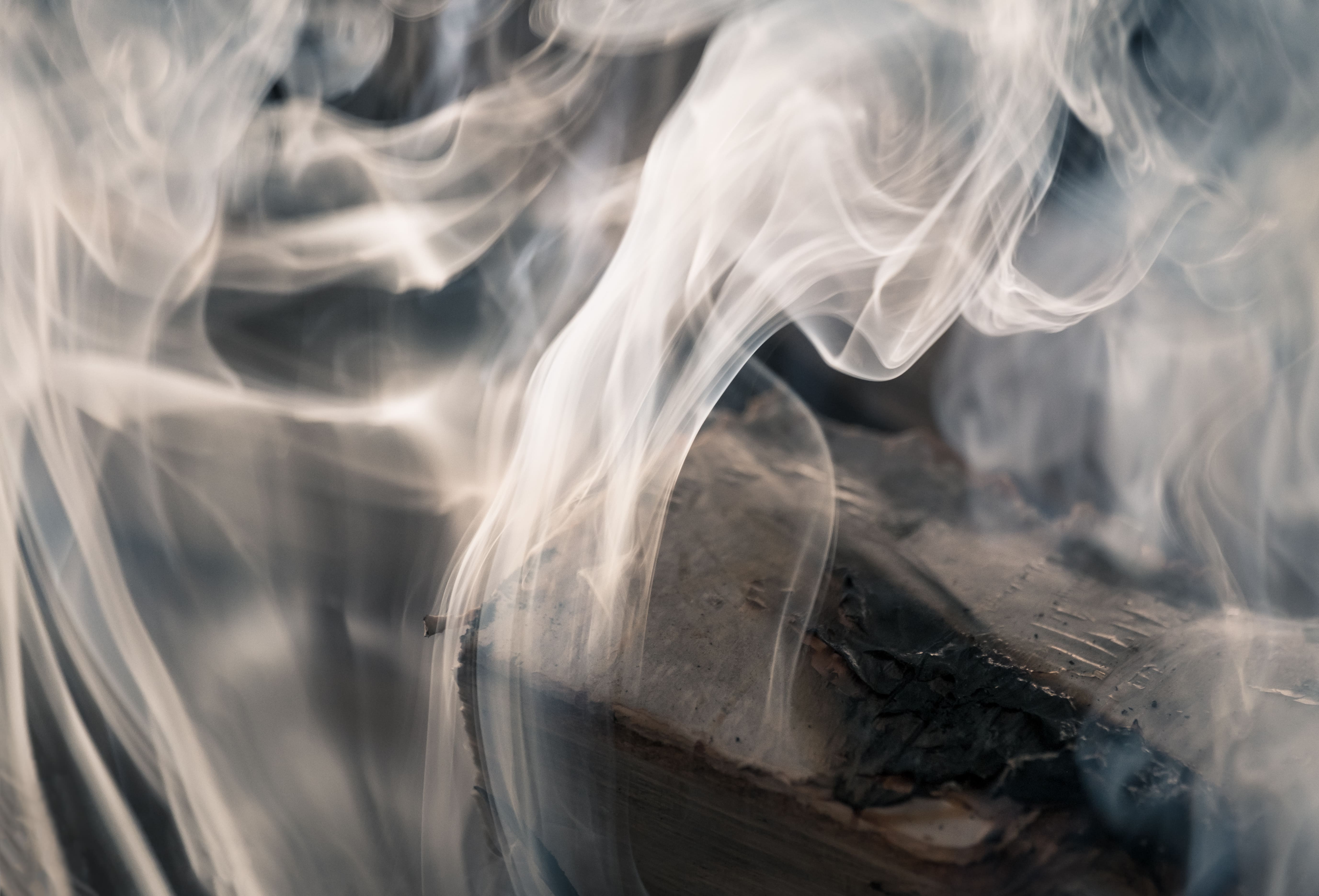 A closeup of smoke due to a fire in Mankato, Minnesota