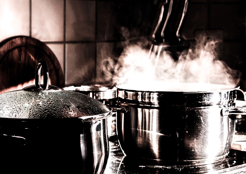 Pots on a stove