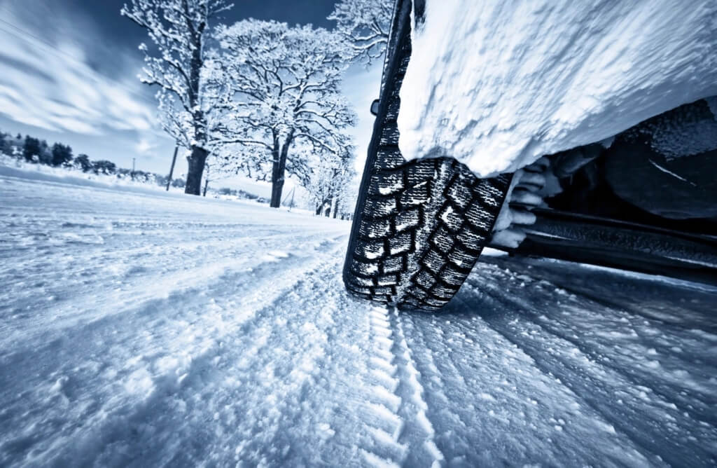 Tire tracks in the snow