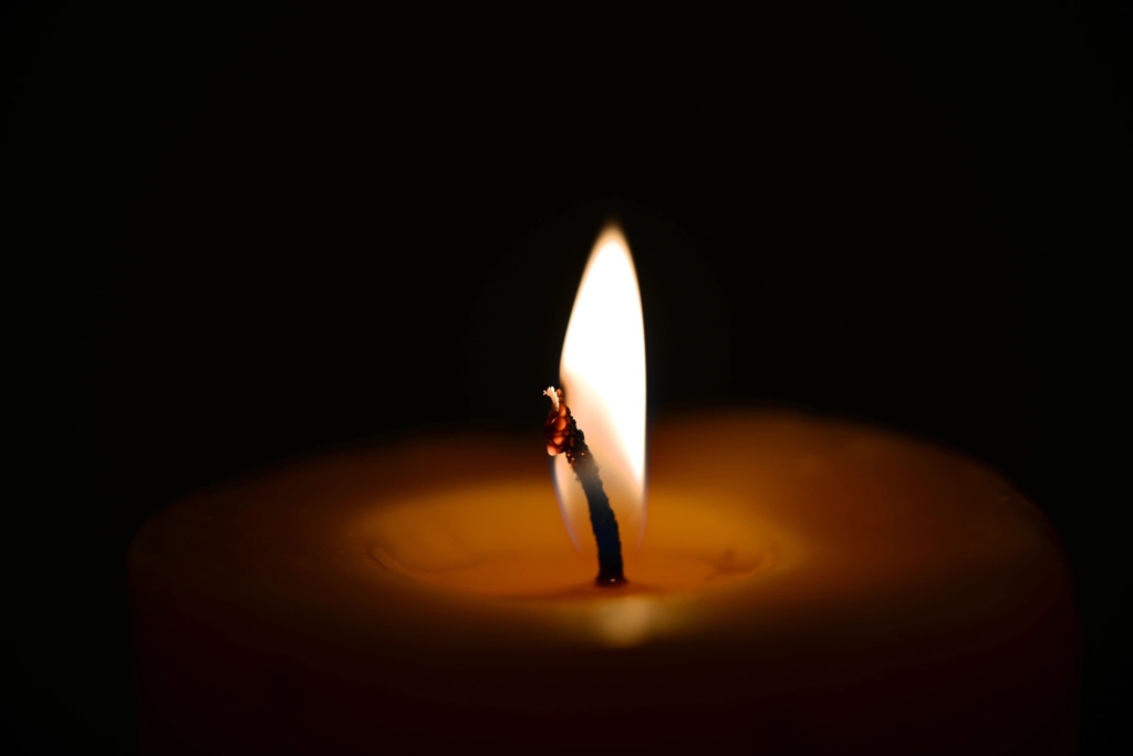 Lit candle