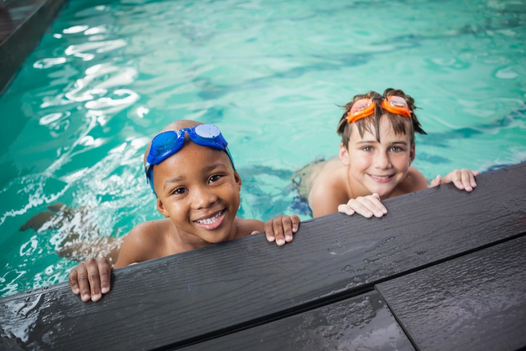 Two children in a pool
