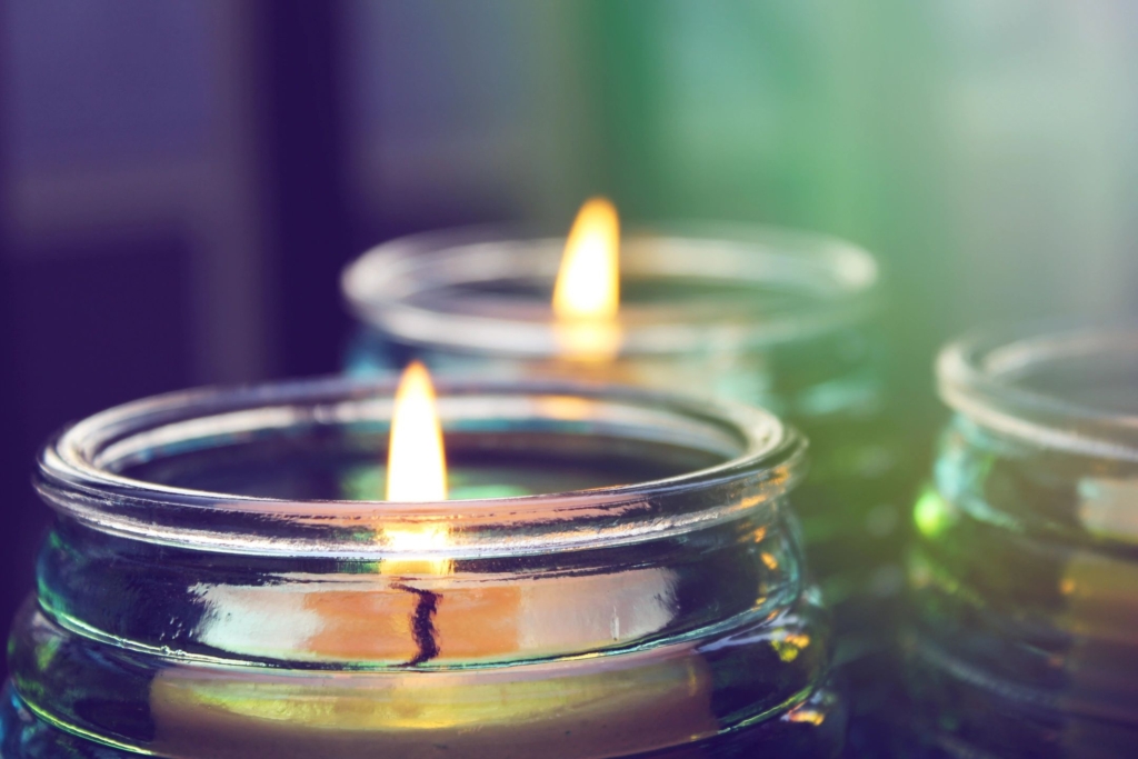 Lit candles