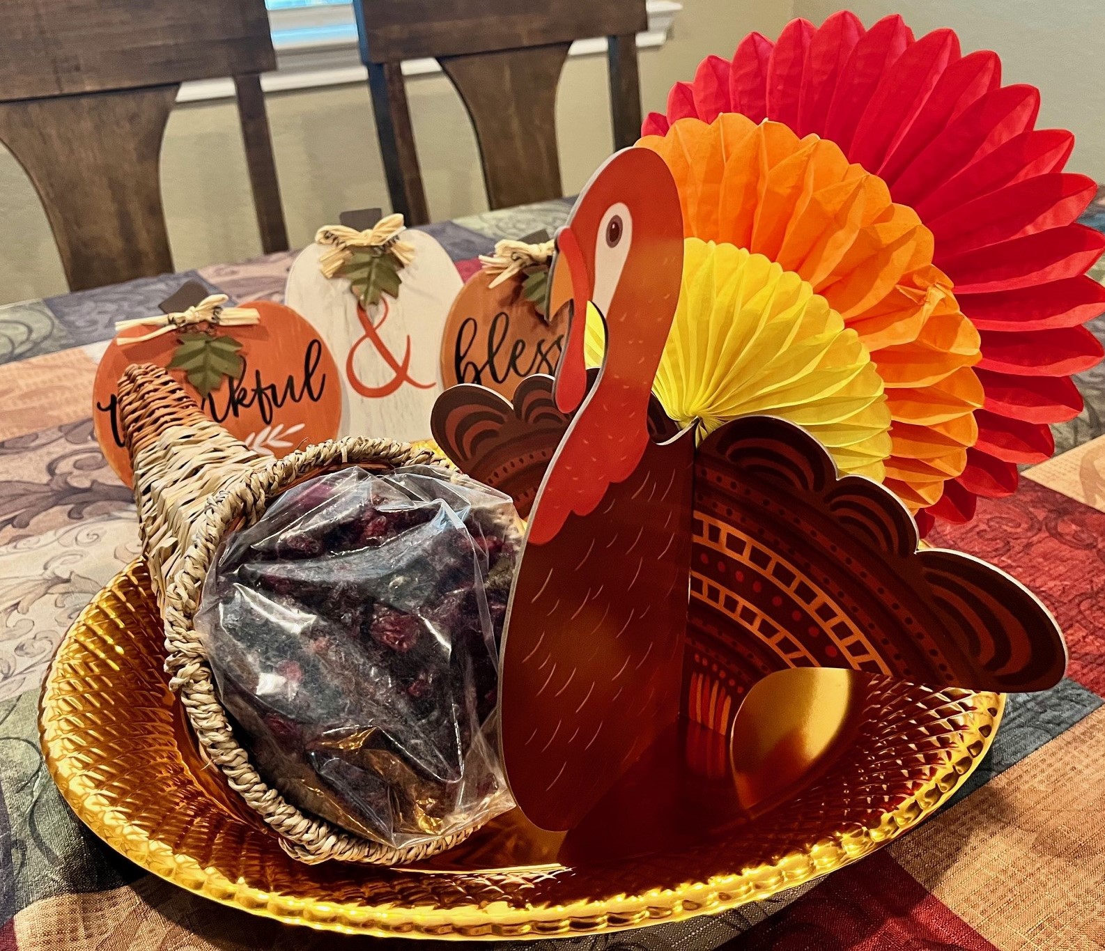 turkey decoration with a cornucopia