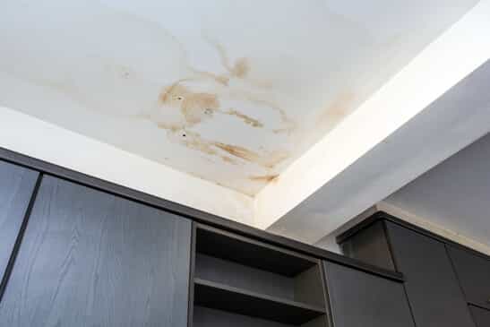 water damage on ceiling