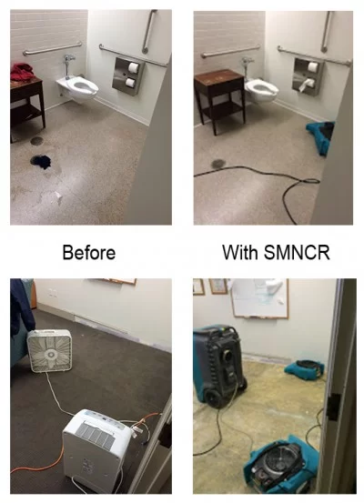 before and after images of water damage