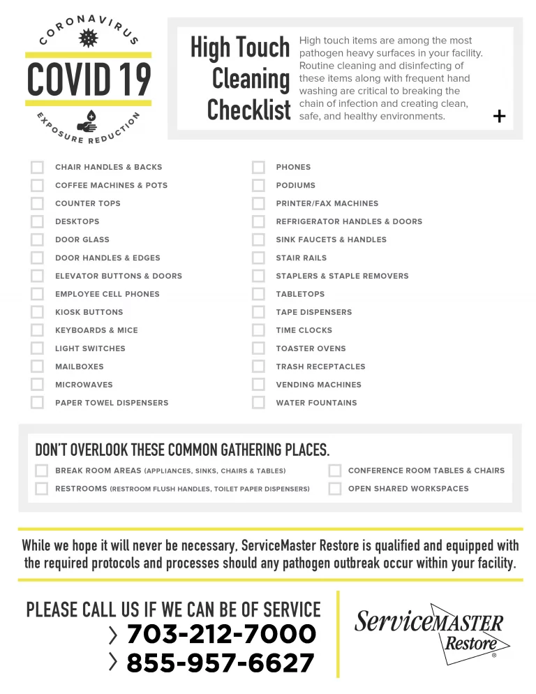 COVID-19 Cleaning Checklist