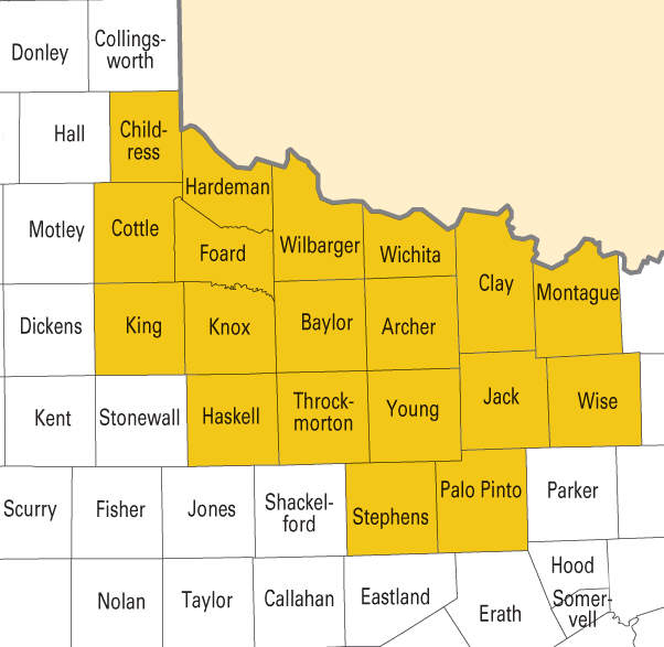 map of counties in Texas