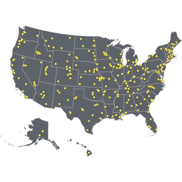 highlighted map of the United States