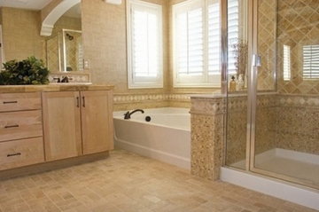 Bathroom with recently cleaned tile and grout 