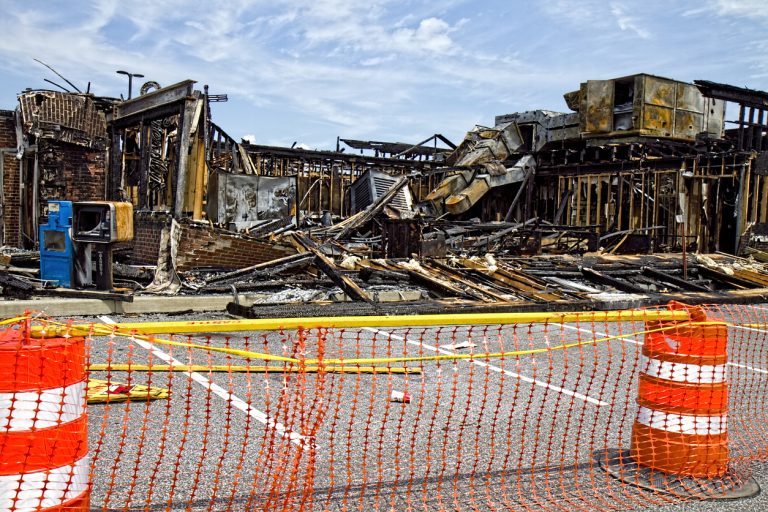 Commercial building damaged by fire