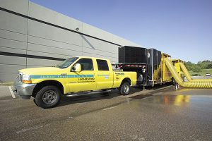 Truck pumping water