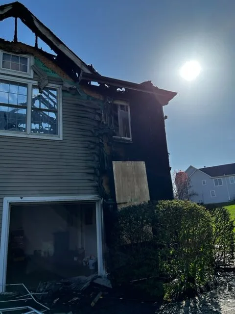 Fire damage on home