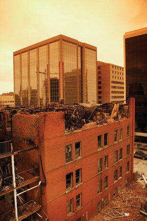 partially demolished building