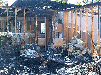 Burned down home ready for fire damage cleanup in Columbus
