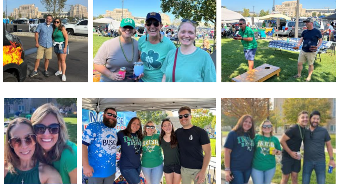 6 photos of people at tailgate party