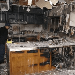 fire damaged kitchen