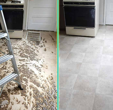 before and after water removal