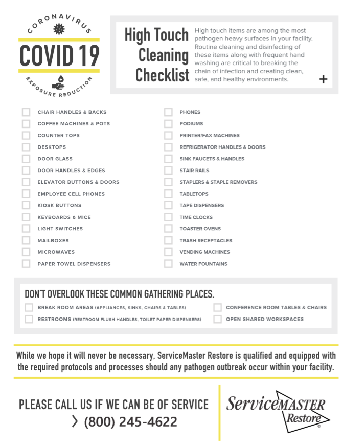 covid 19 high touch cleaning checklist
