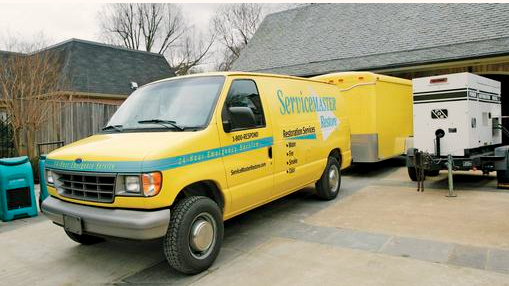 Yellow ServiceMaster truck