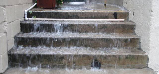 water flooding stairs